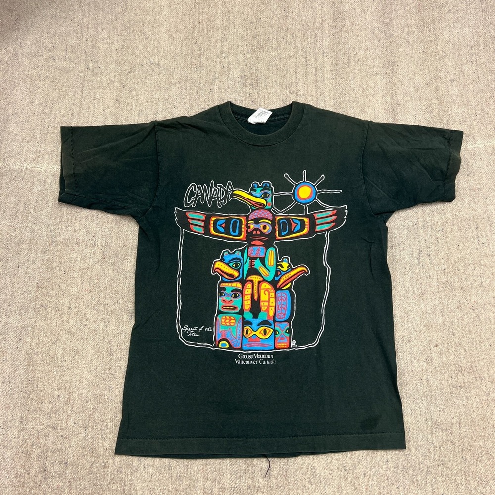 Vintage Spirit Of The Totem Shirt‎ Mens Medium Black 1990s Grouse Vancouver